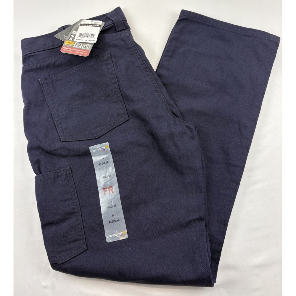 NWT Carhartt FR CAT2 2112 Utility Pants Dark Blue Cargo Workwear Women's 14 Reg.